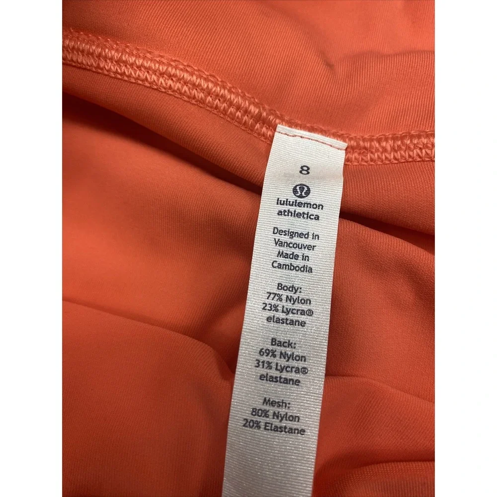 New Lululemon Sun Runner Crop Leggings Coral Color Womens 8 Running Yoga Active